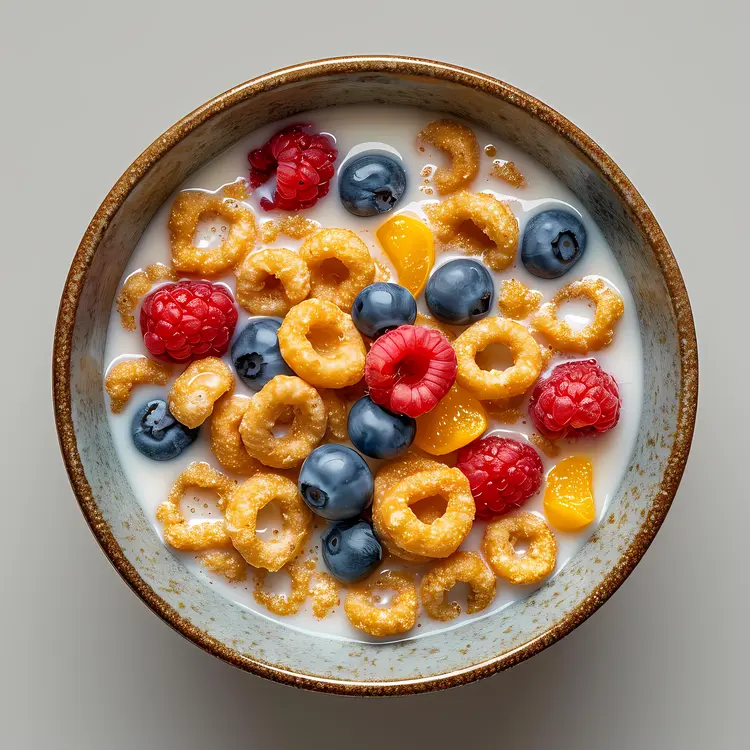 Healthy Cereal with Berries and Milk