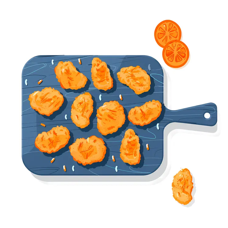 Chicken Nuggets on a Blue Cutting Board