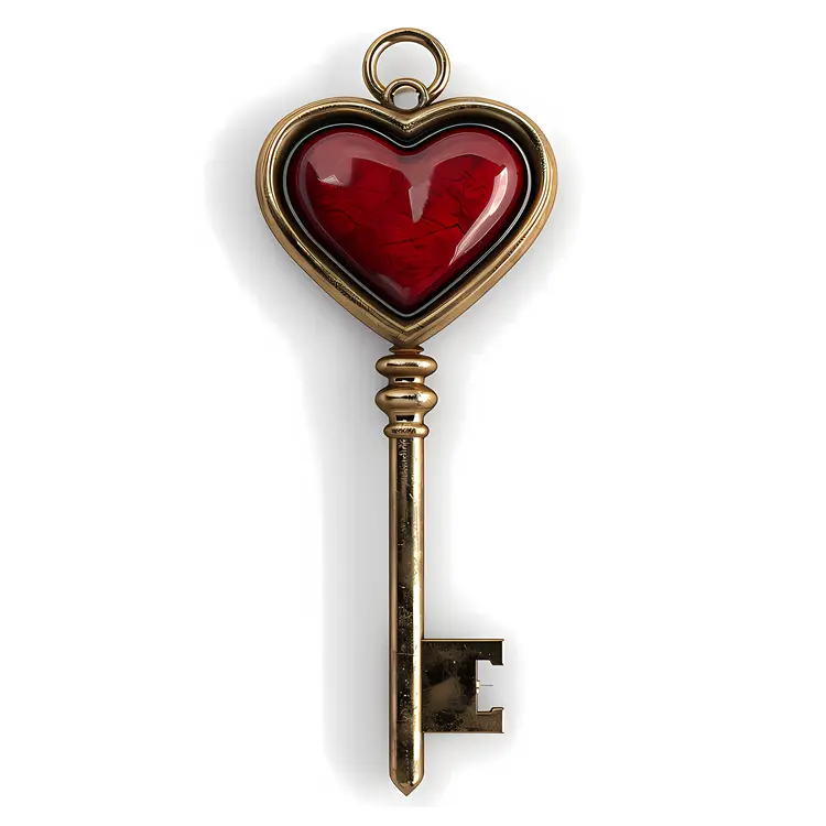 Simple Heart Key with Red Gem