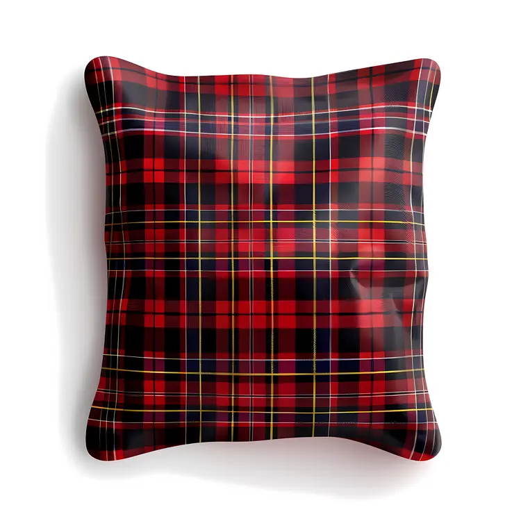 Red Plaid Pillow with Checkered Pattern