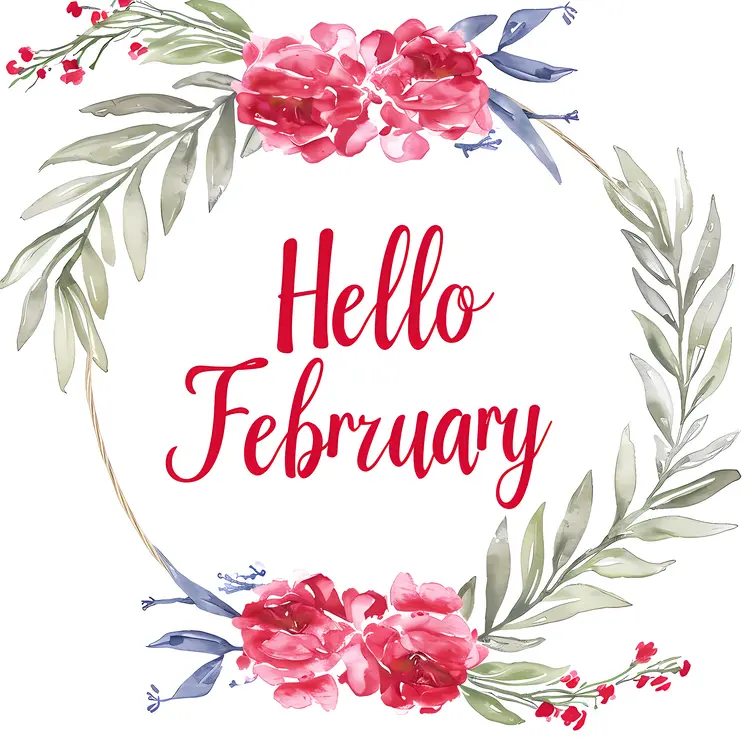 Hello February with Red Flowers