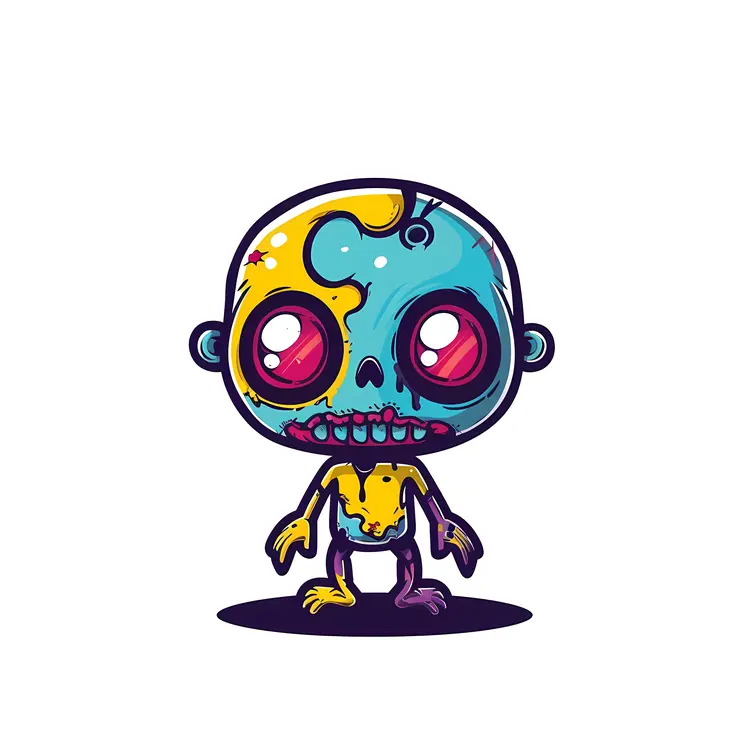 Blue and Yellow Zombie Cartoon Character