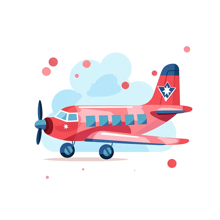 Red Propeller Airplane in the Sky