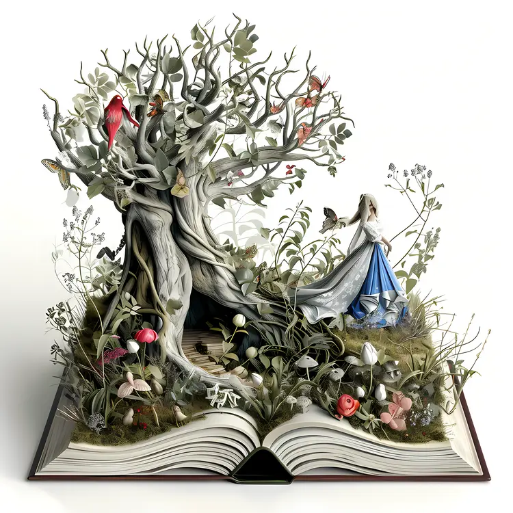 Fairy Tale Book with Tree and Princess
