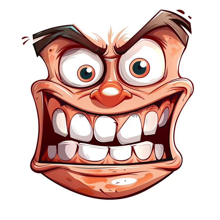 Angry Cartoon Face with Big Teeth