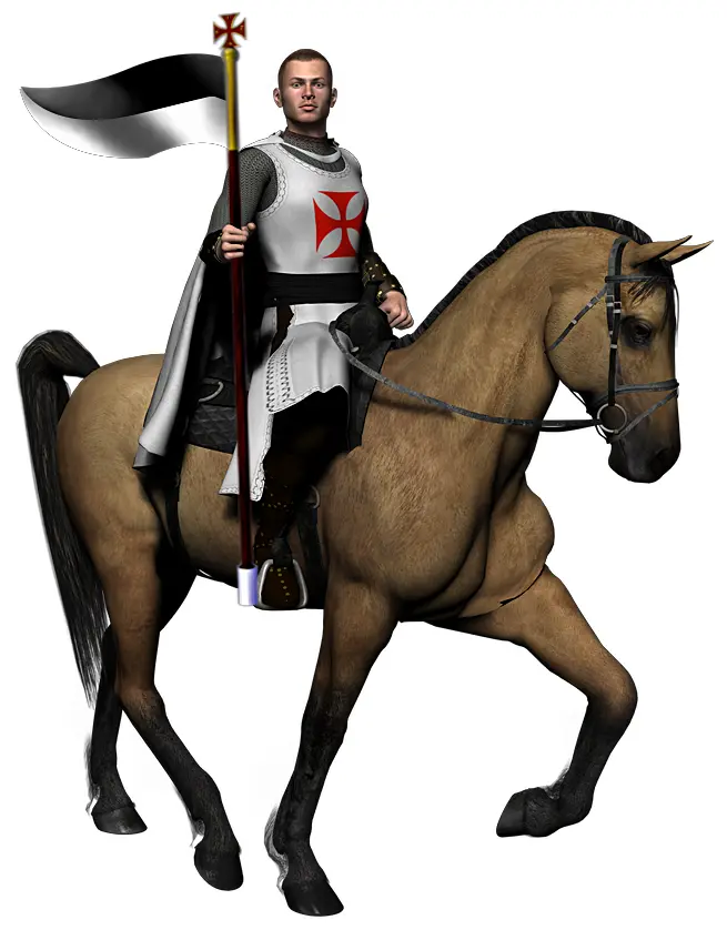 Knight Holding Flag on Horseback