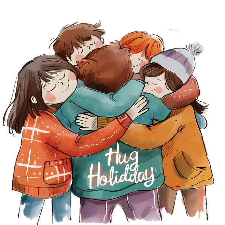 Hug Holiday Group Hug Illustration