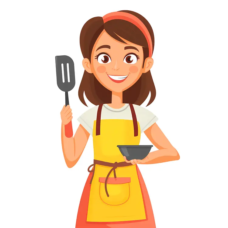 Woman Holding Spatula in Kitchen