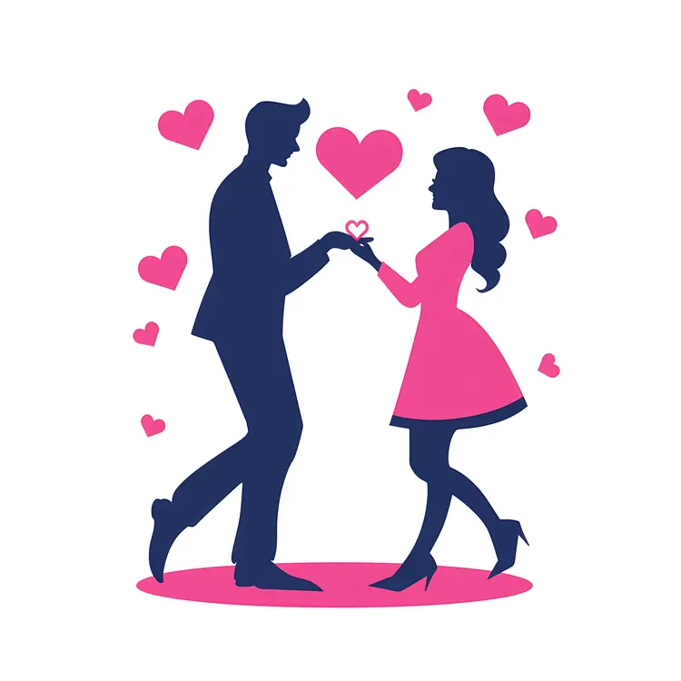 Couple Proposing with Hearts