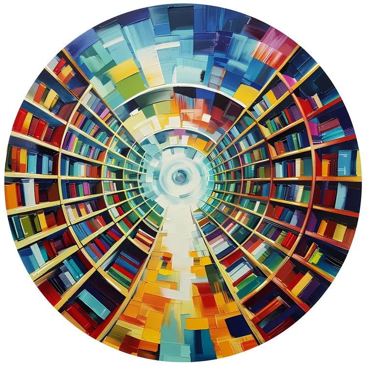 Colorful Bookshelves in Circular Art