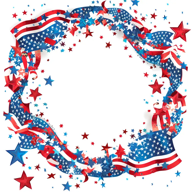 Patriotic Frame with Stars and Stripes