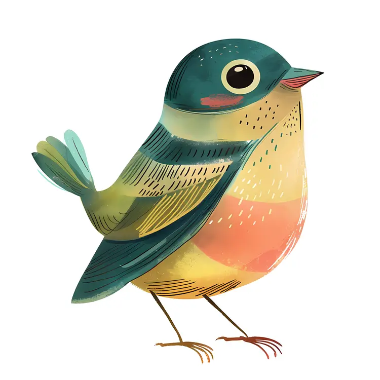 Green and Yellow Bird with Big Eyes
