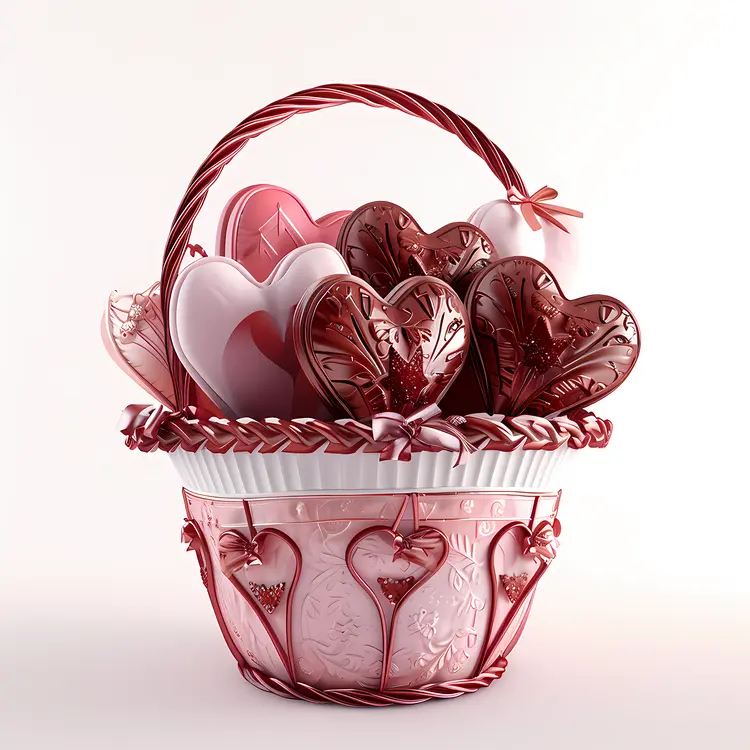 Decorative Basket with Heart-shaped Cushions