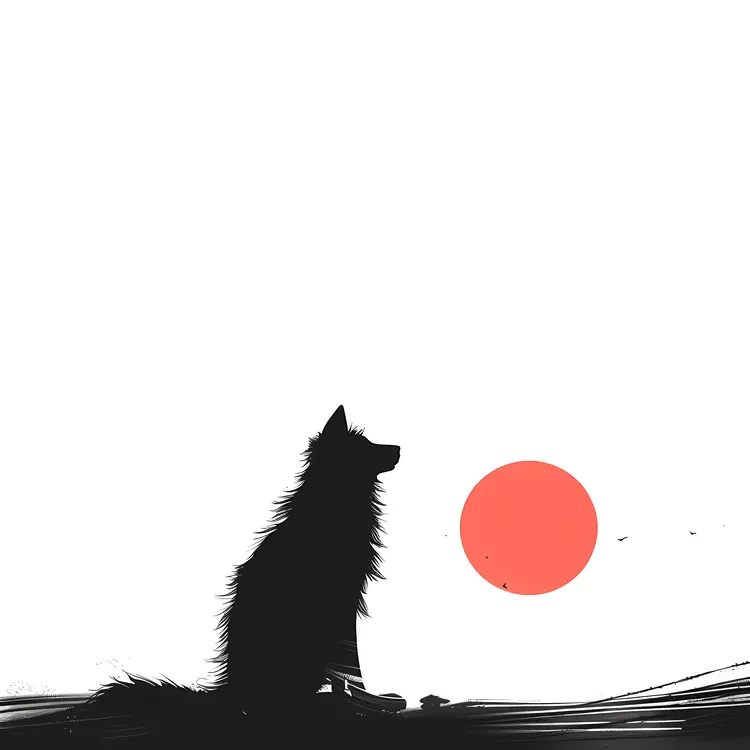 Silhouette of Dog at Sunset