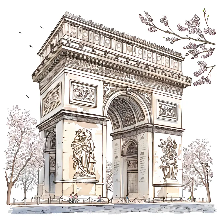 Arc de Triomphe in Spring