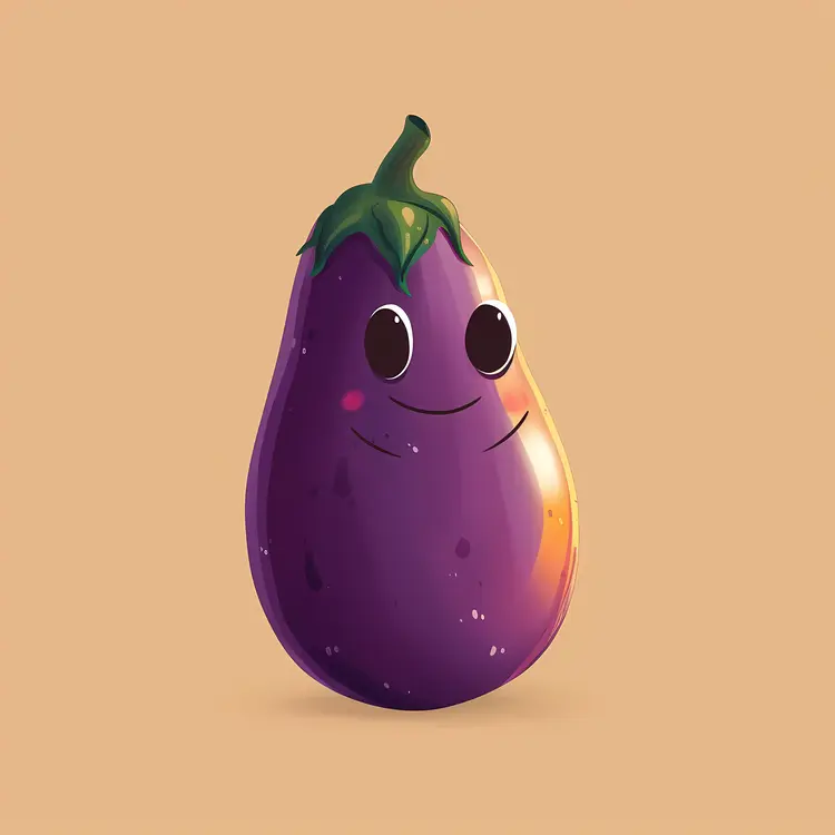Happy Eggplant with Big Eyes