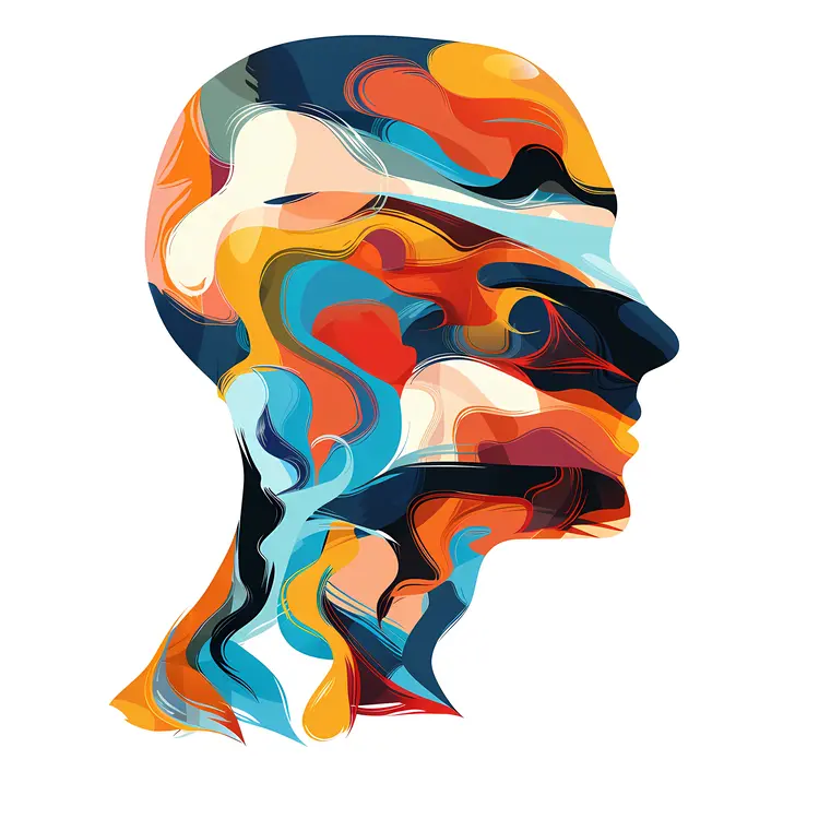 Colorful Abstract Head Profile