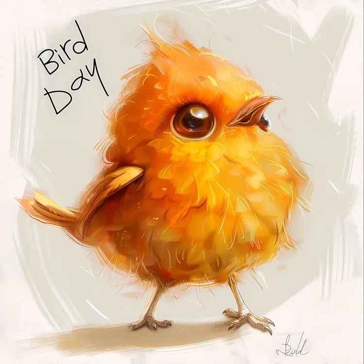 Cute Bird Day Illustration