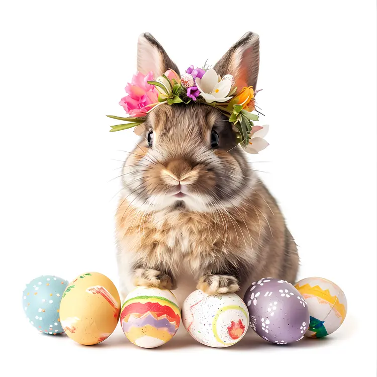 Cartoon Bunny Holding Decorated Easter Egg