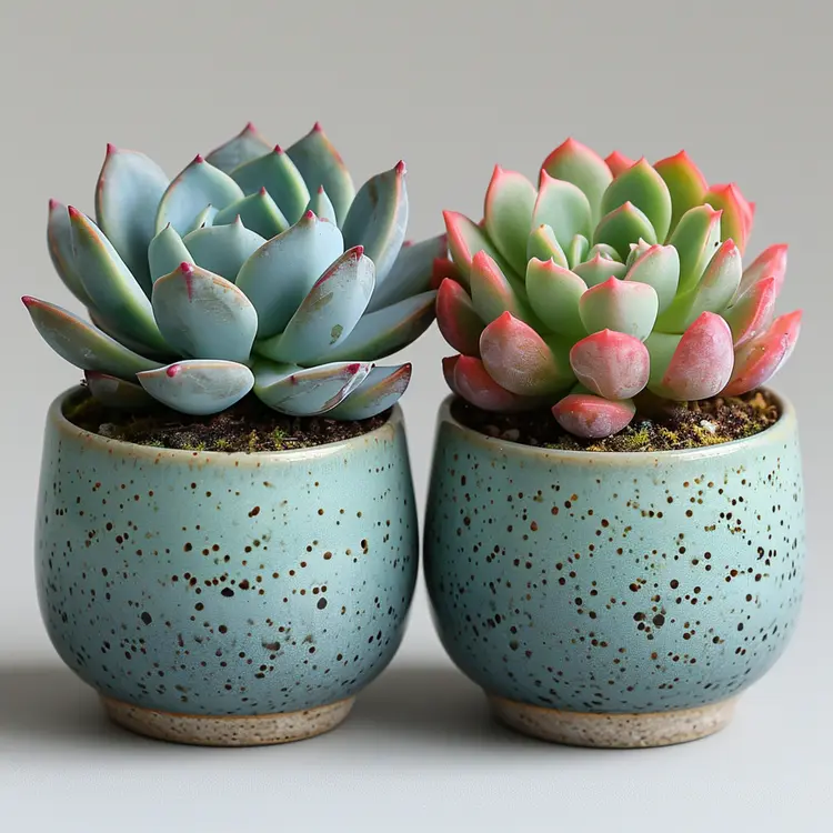 Pair of Succulent Plants in Pots