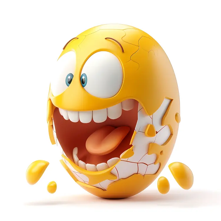 Cracked Emoji with Open Mouth
