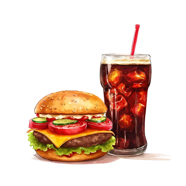 Juicy Cheeseburger and Soda