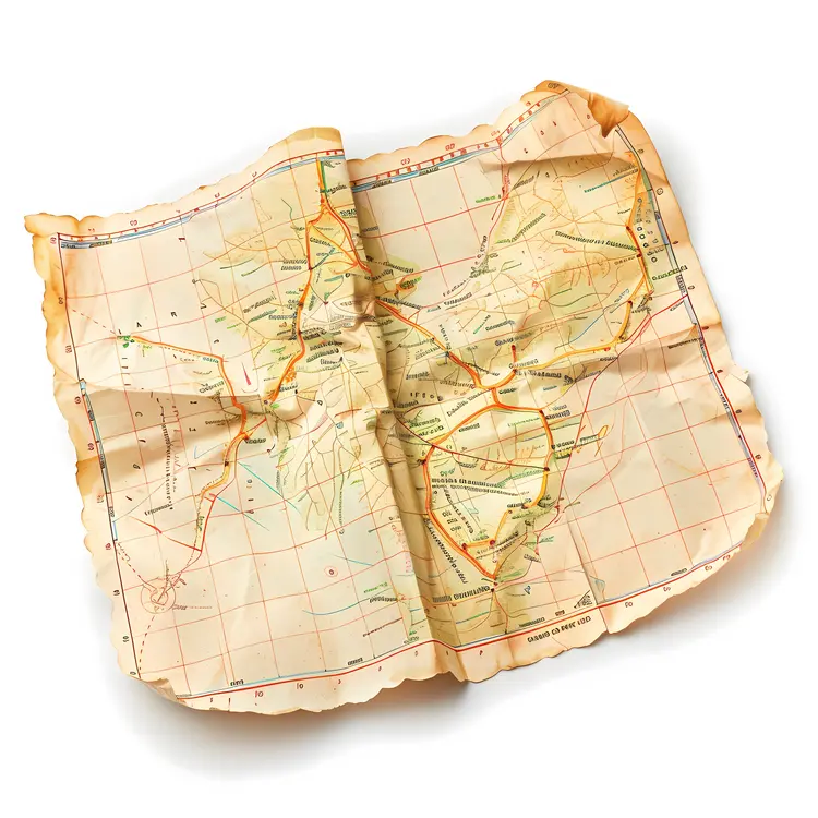 Aged Folded Map