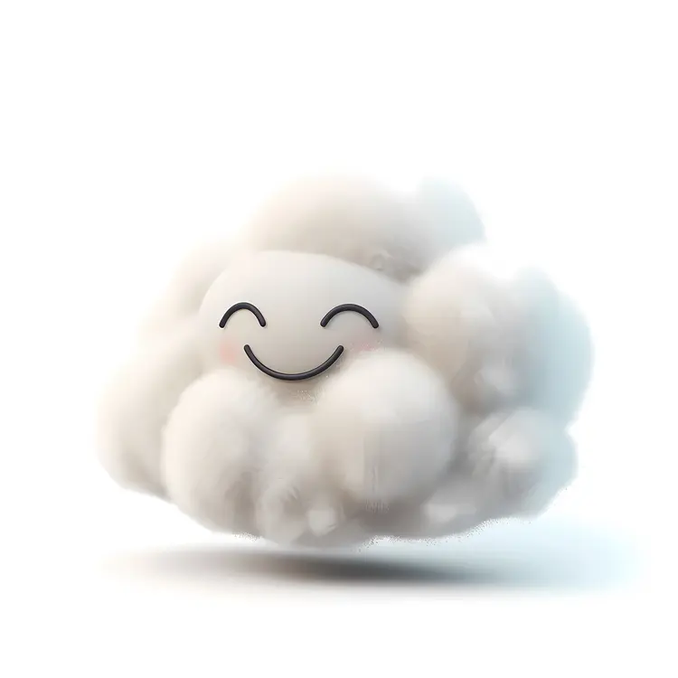 Cute Smiling White Fluffy Cloud