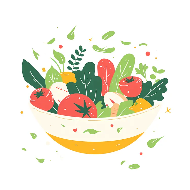 Bowl of Vegetables Illustration