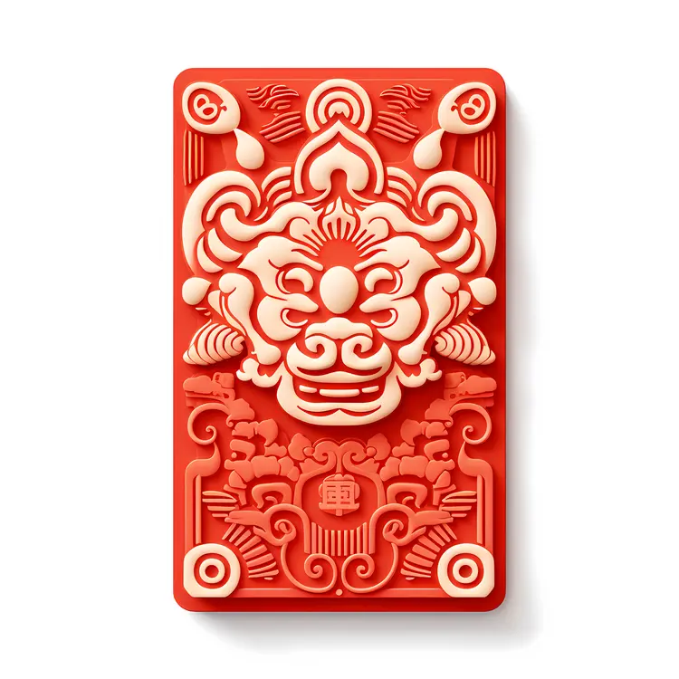 Intricate Red Carved Plaque