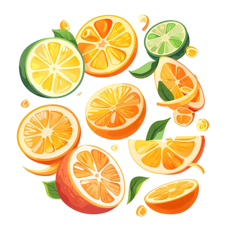 Colorful Citrus Fruits Illustration