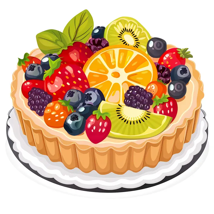 Fruit Tart with Strawberries, Oranges, and Kiwi
