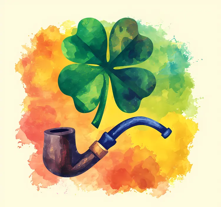 Four-leaf Clover and Pipe with Colorful Background
