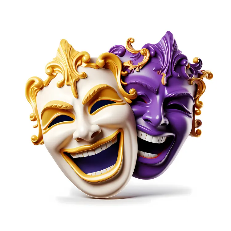 White and Purple Comedy and Tragedy Masks