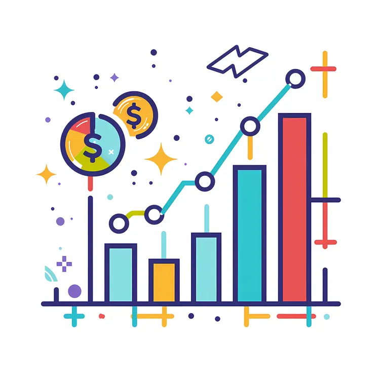 Colorful Bar Graph with Financial Symbols