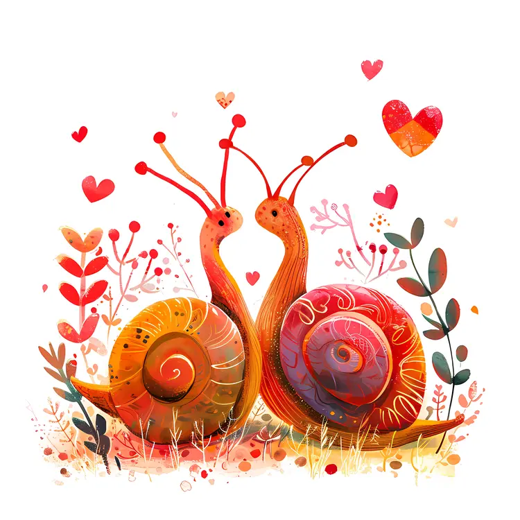 Colorful Snails with Hearts
