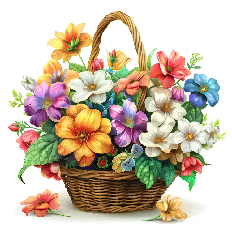 Elegant Flower Basket Illustration