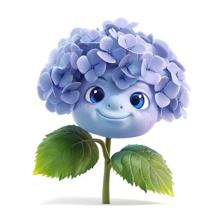 Smiling Hydrangea Flower Character