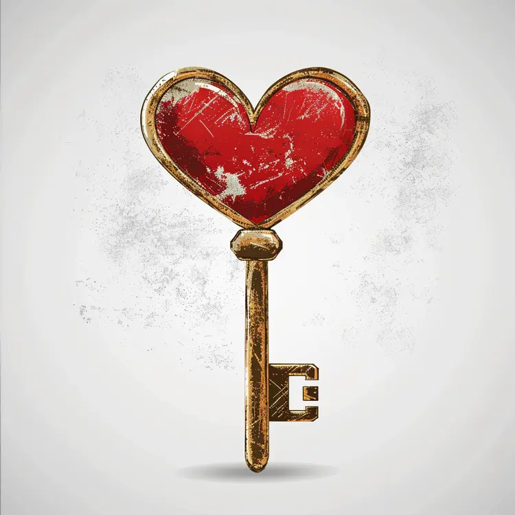 Rustic Red Heart Key