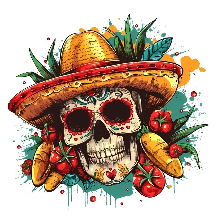 Colorful Sugar Skull with Vegetables