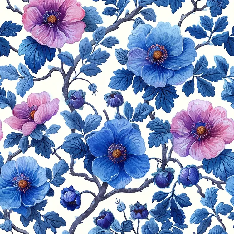 Blue and Pink Floral Pattern