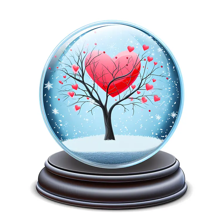 Heart Snow Globe with Tree