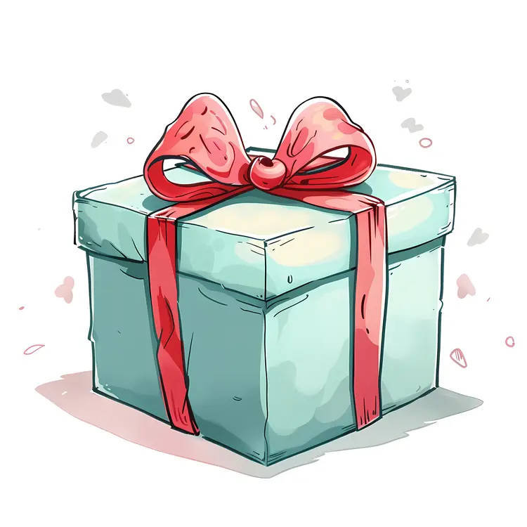 Green Gift Box with Red Ribbon