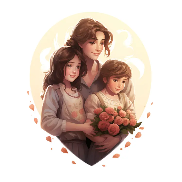 Loving Mother with Her Children