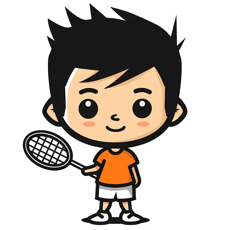 Cartoon Tennis Player with Racket