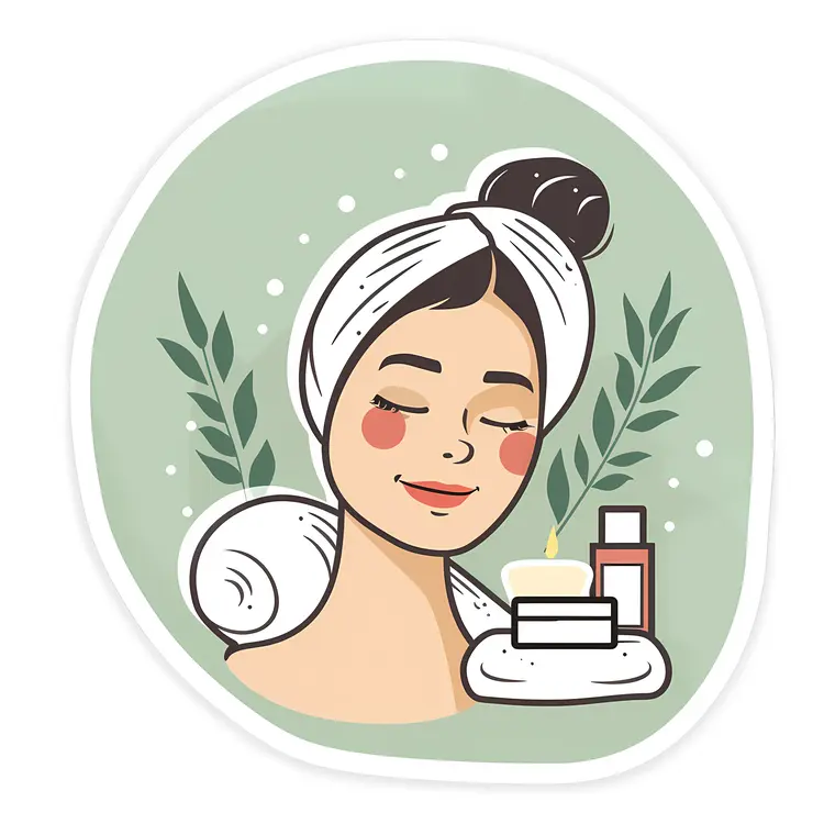 Relaxed Spa Woman with Skincare Products