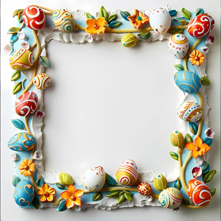 Ornate Easter Egg Frame with Flowers