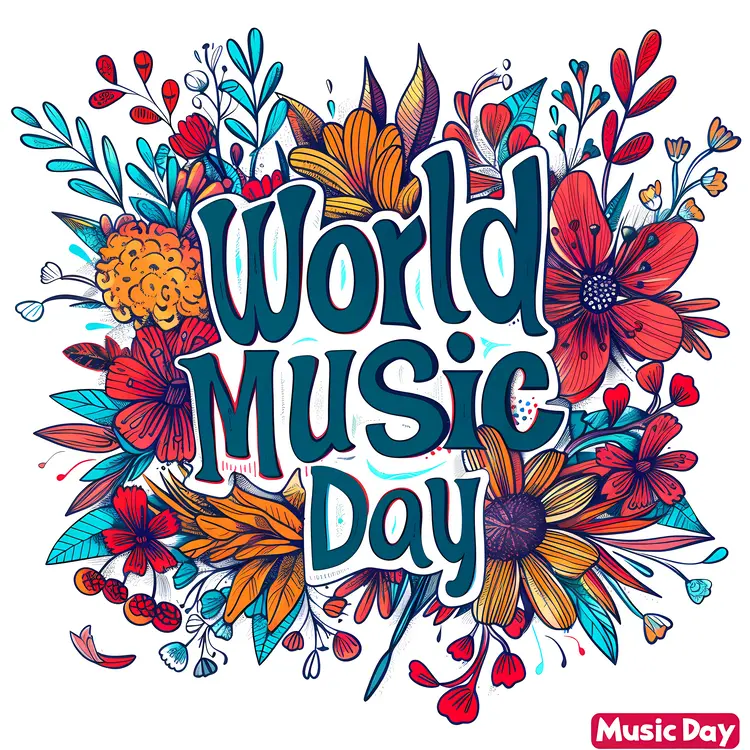 World Music Day Celebration with Floral and Musical Design