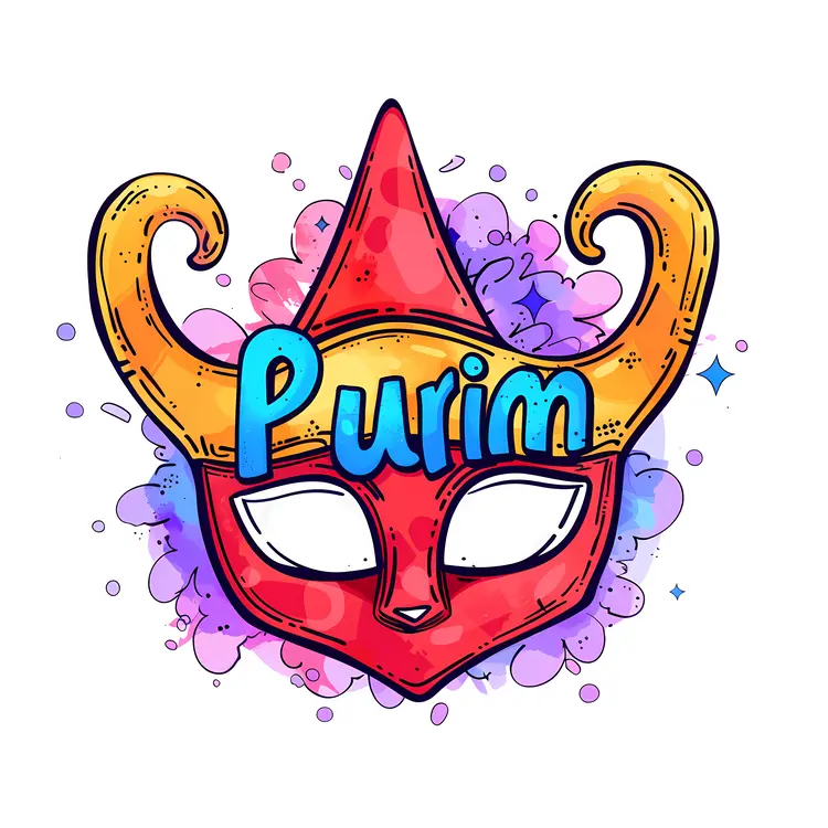 Colorful Purim Festival Mask
