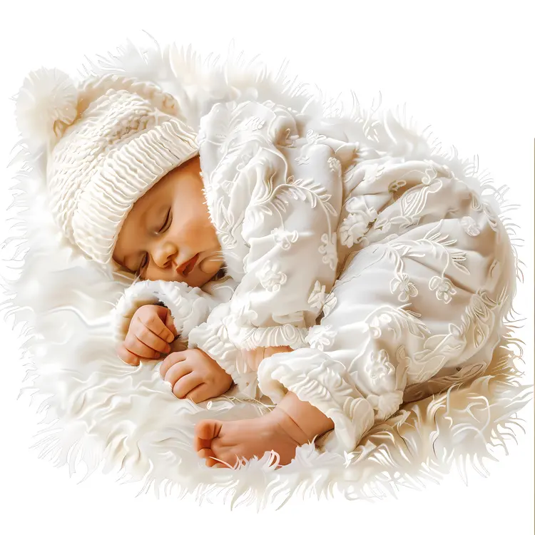 Sleeping Baby in White Outfit